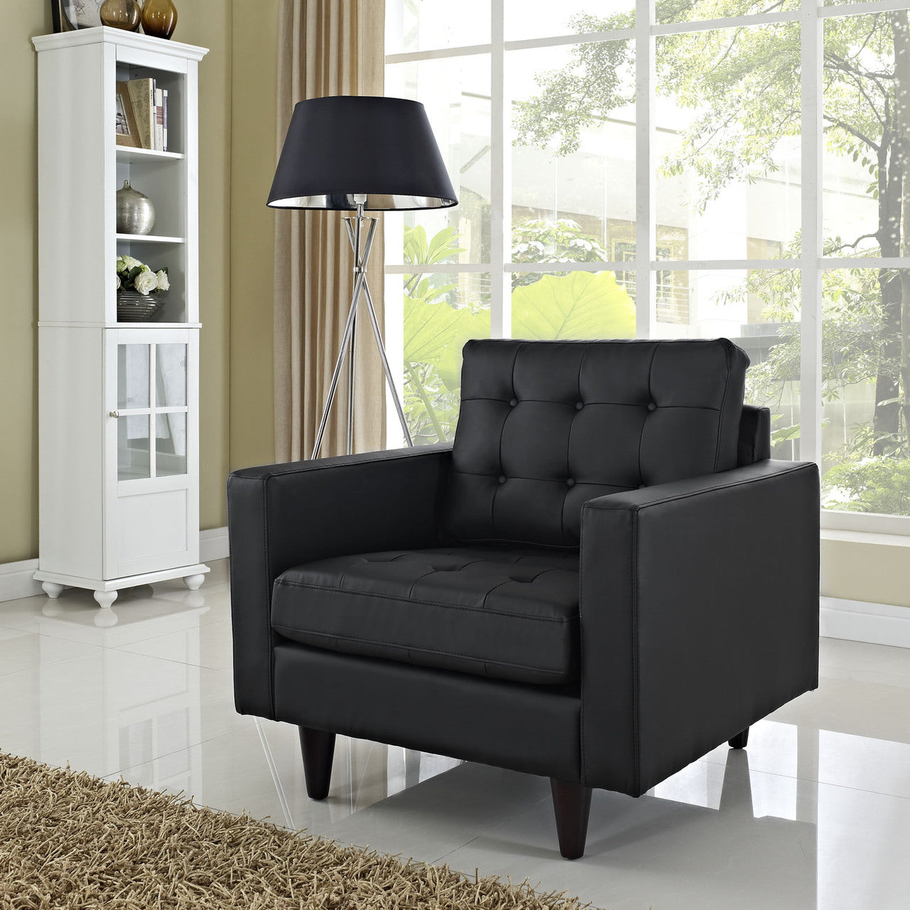 Empress Leather Armchair in Black