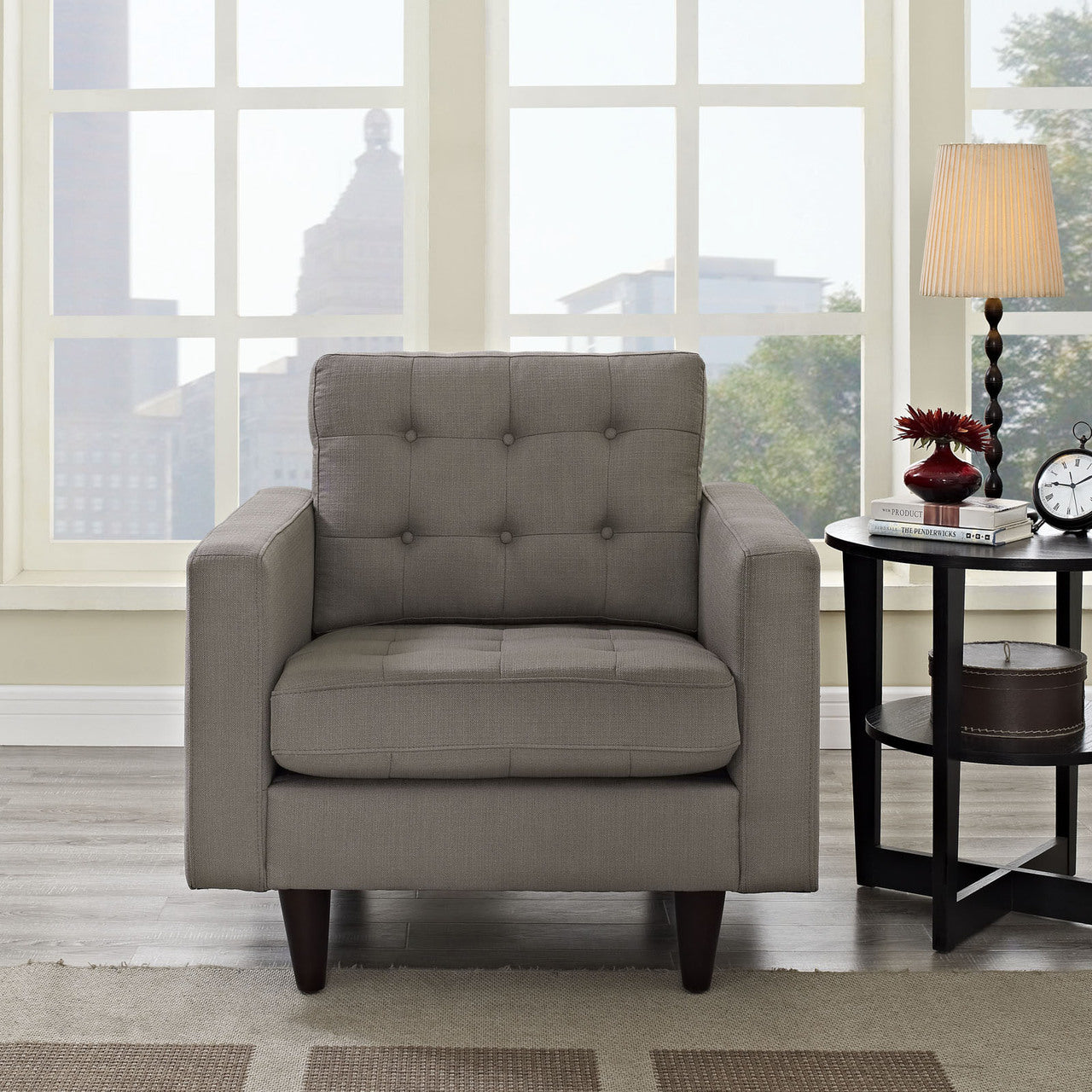 Empress Upholstered Armchair in Granite