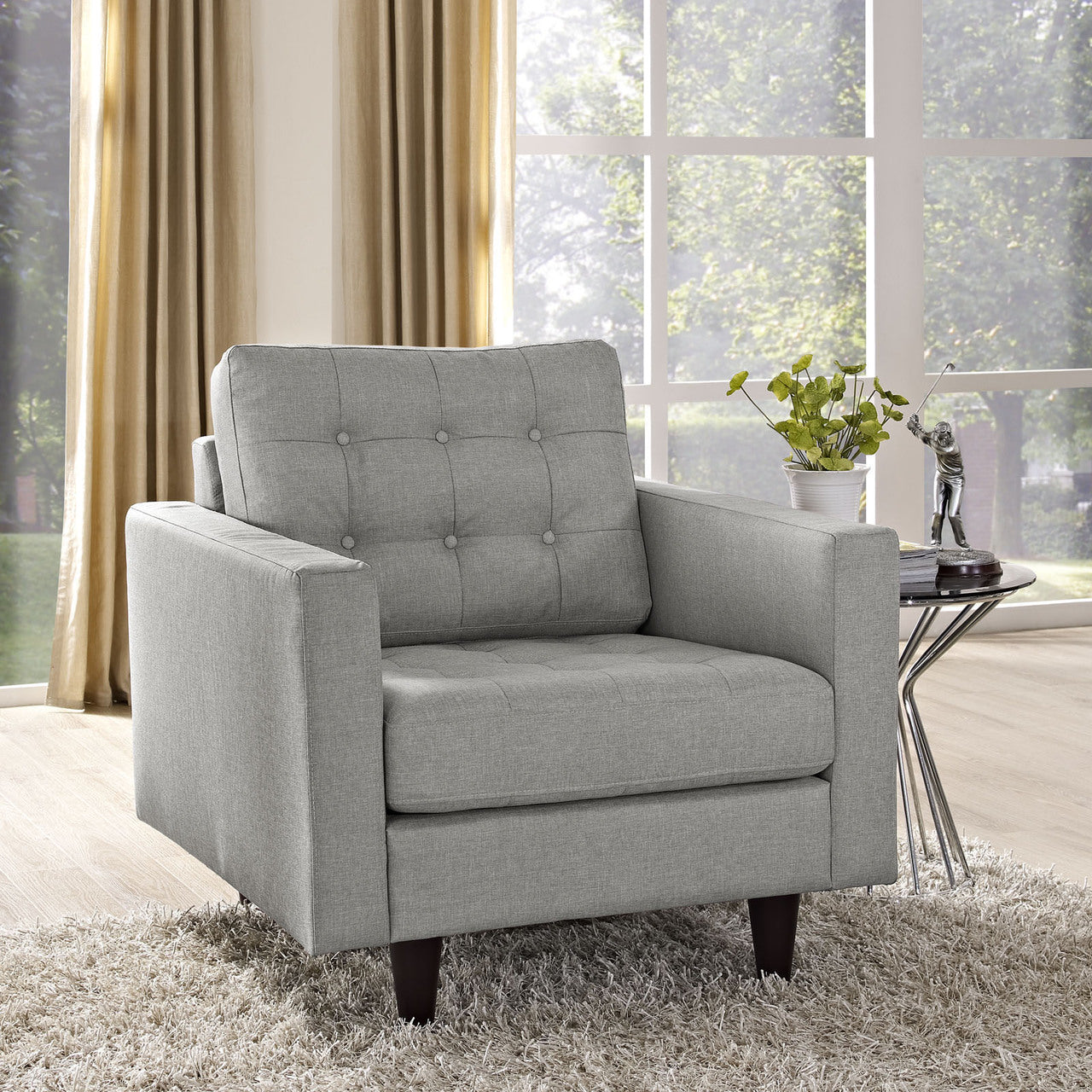 Empress Upholstered Armchair, Grey Fabric