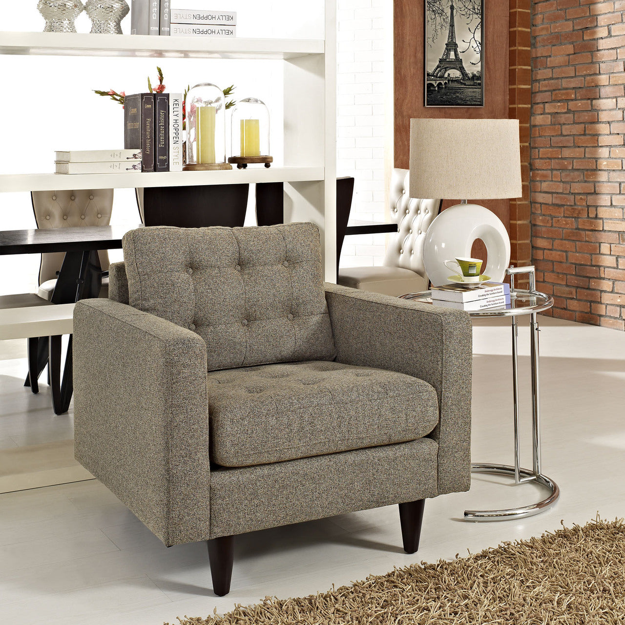 Empress Upholstered Armchair in Oatmeal