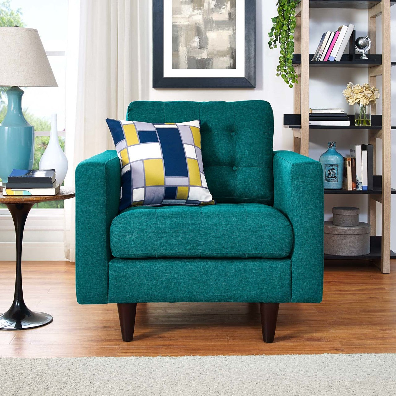Empress Upholstered Fabric Armchair, Fabric, Aqua Blue 13217