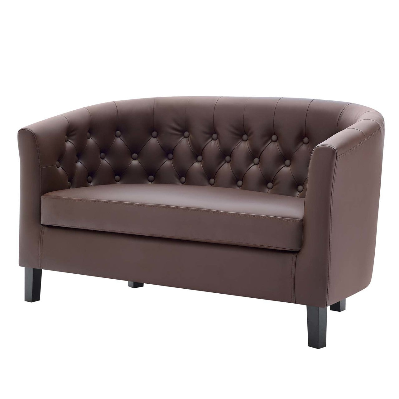 Prospect Upholstered Vinyl Loveseat, Faux Vinyl Leather, Brown 15263