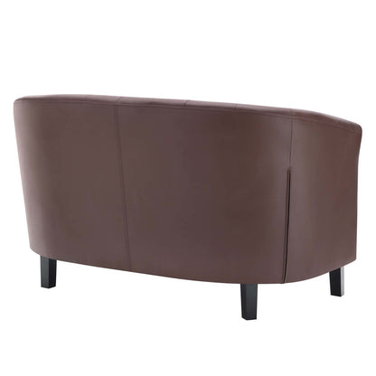 Prospect Upholstered Vinyl Loveseat, Faux Vinyl Leather, Brown 15263