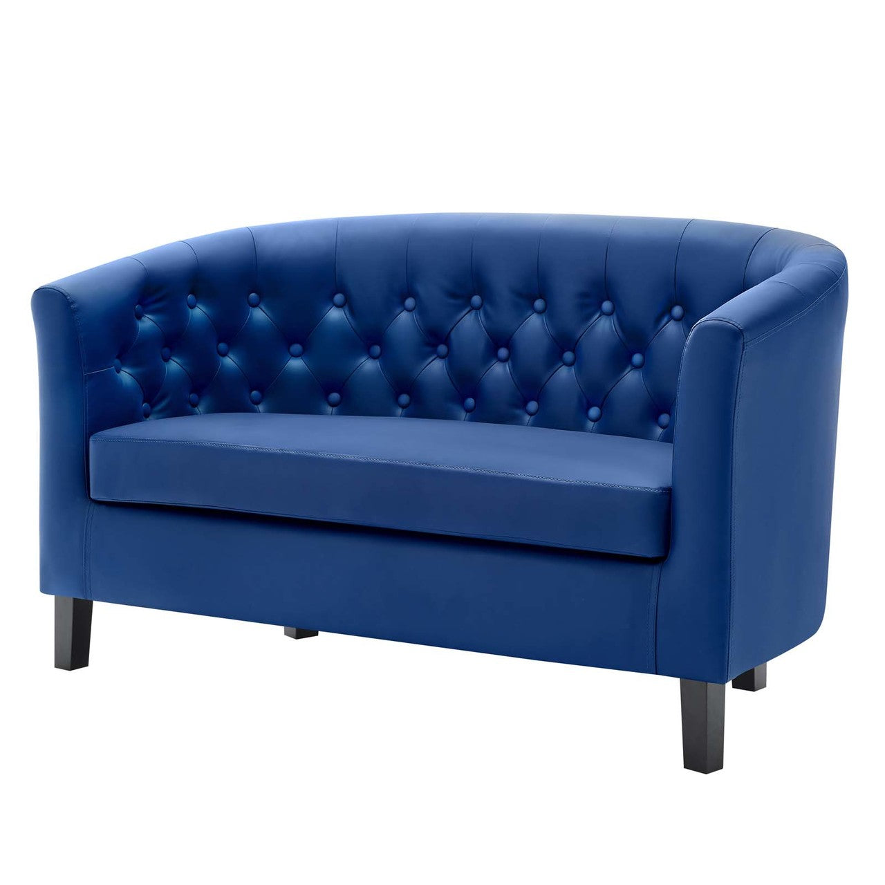 Prospect Upholstered Vinyl Loveseat, Faux Vinyl Leather, Navy Blue 15265