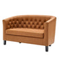 Prospect Upholstered Vinyl Loveseat, Faux Vinyl Leather, Tan Brown 15266
