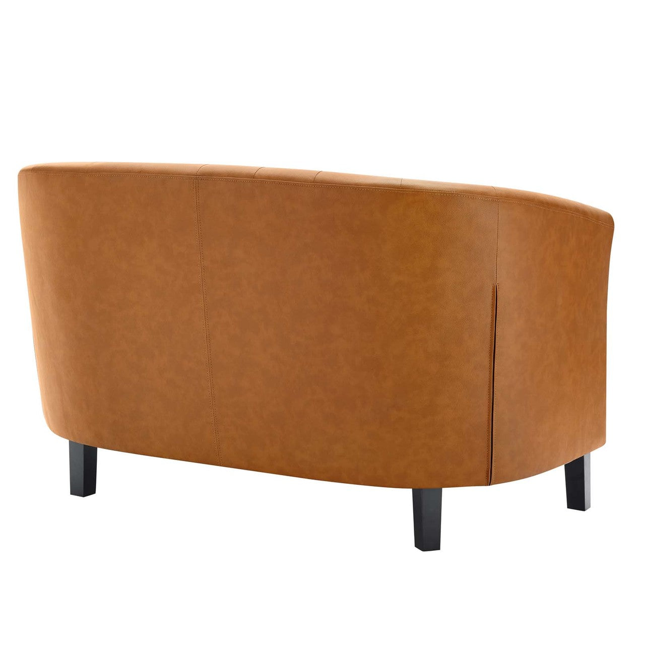 Prospect Upholstered Vinyl Loveseat, Faux Vinyl Leather, Tan Brown 15266