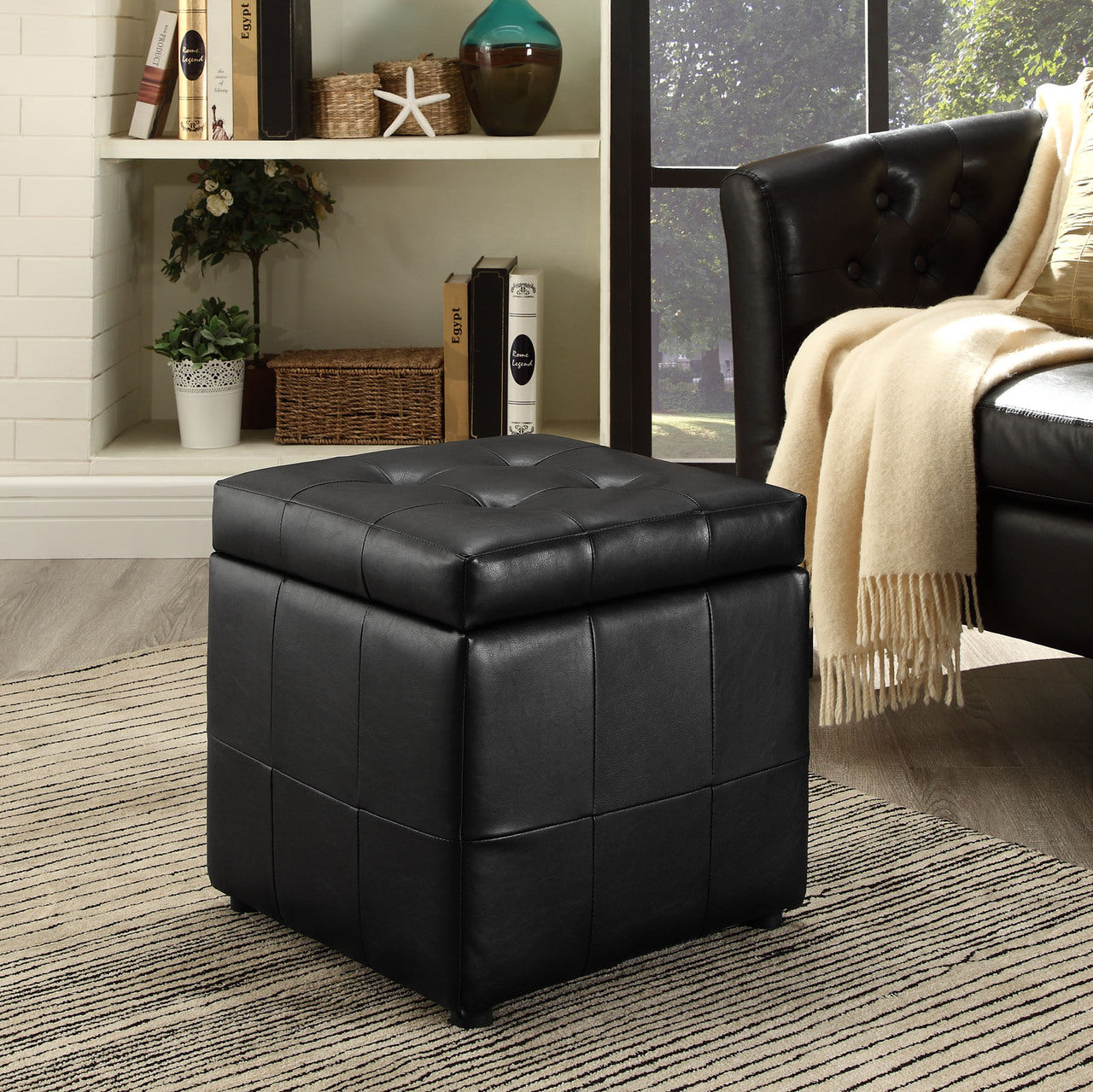 Volt Storage Ottoman in Black