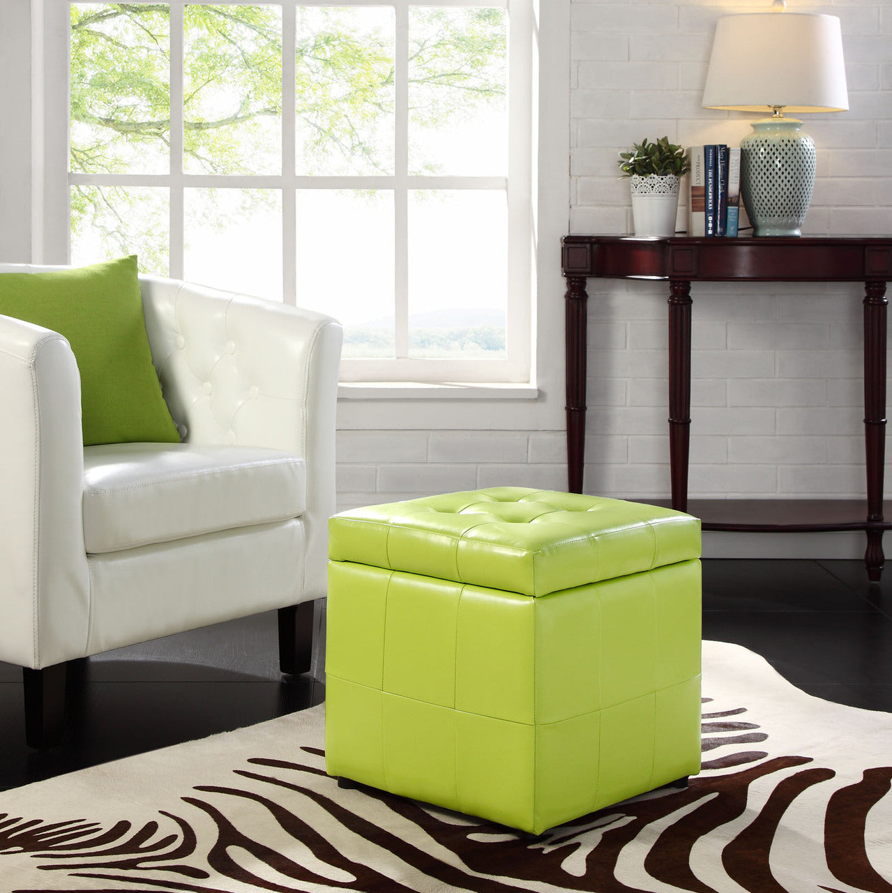 Volt Storage Ottoman in Light Green