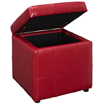 Volt Storage Ottoman in Red