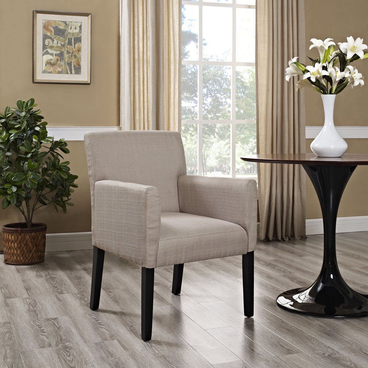 Chloe Wood Armchair in Beige