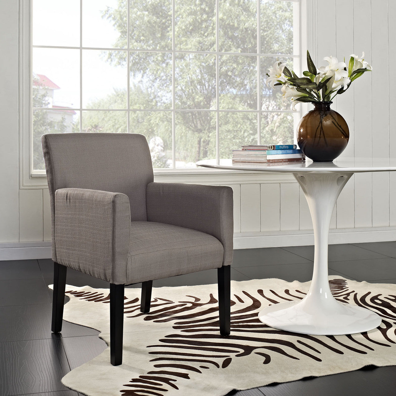 Chloe Wood Armchair in Gray
