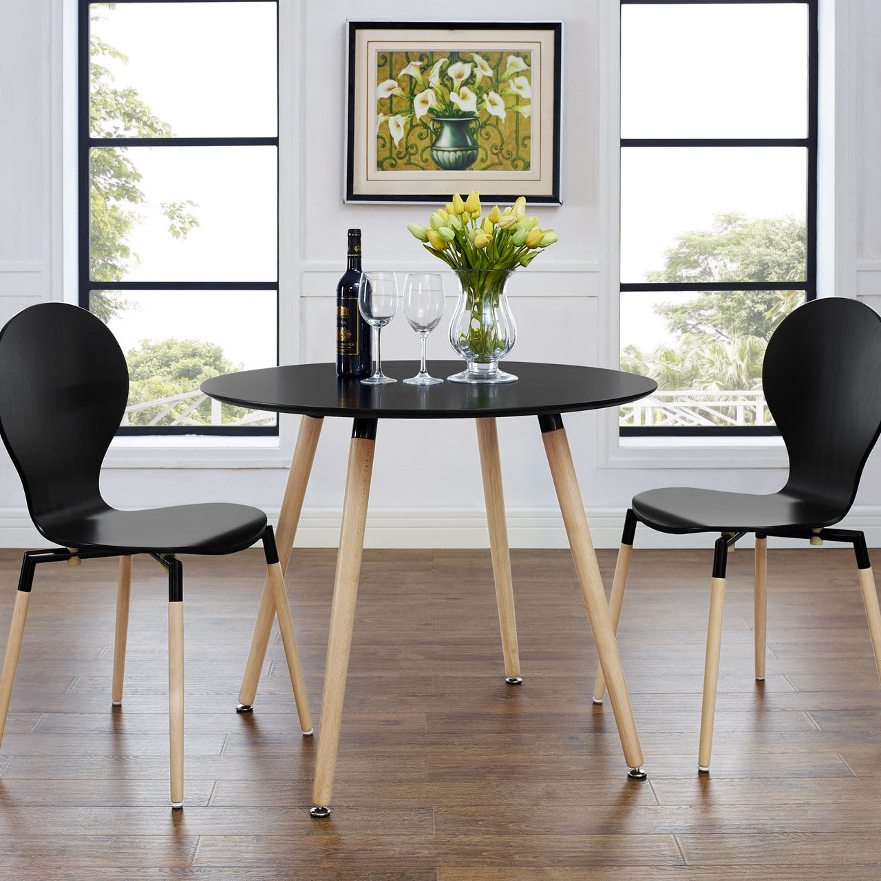 Track Circular Dining Table in Black EEI-1055-BLK