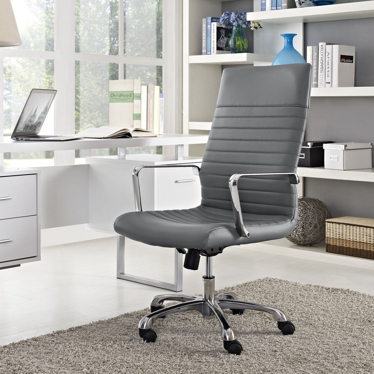 Finesse Highback Office Chair, Grey Faux Leather