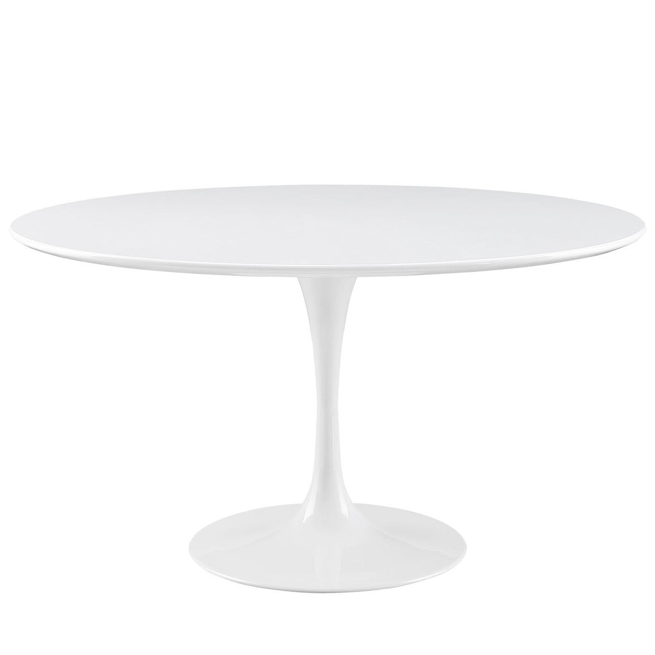 Lippa 54" Wood Top Dining Table, White Aluminum