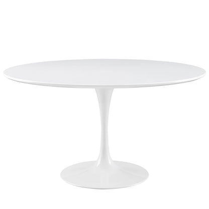 Lippa 54" Wood Top Dining Table, White Aluminum