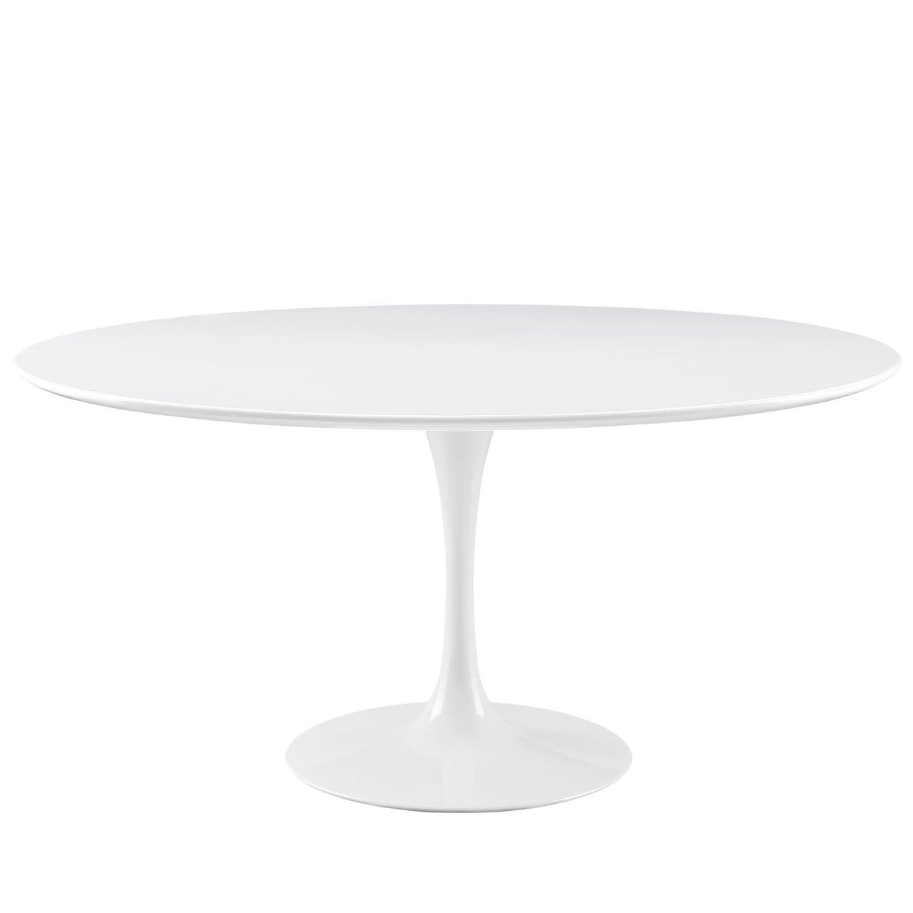 Lippa 60" Wood Top Dining Table, White Aluminum