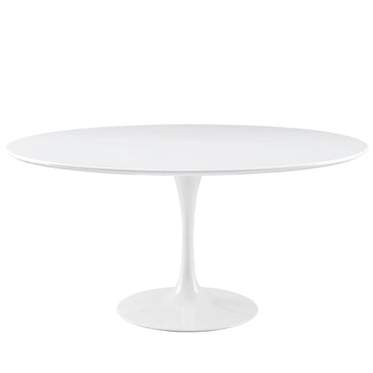 Lippa 60" Wood Top Dining Table, White Aluminum