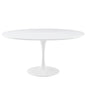 Lippa 60" Wood Top Dining Table, White Aluminum