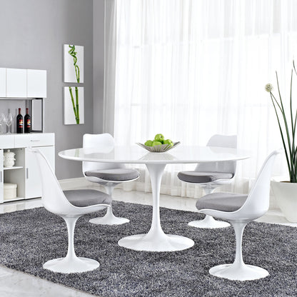Lippa 60" Wood Top Dining Table, White Aluminum