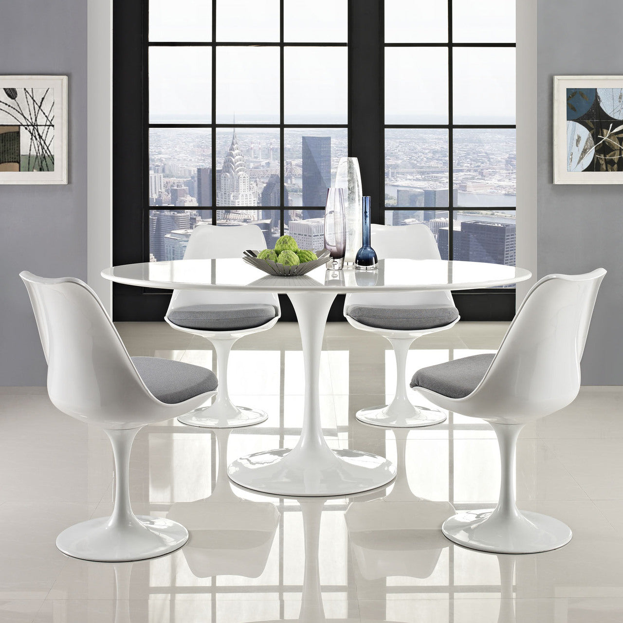 Lippa 60" Oval-Shaped Dining Table in White