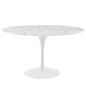 Lippa 54" Artificial Marble Dining Table, White Metal