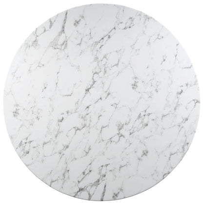 Lippa 60" Artificial Marble Dining Table, White Metal