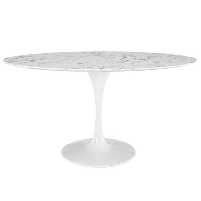 Lippa 60" Oval-Shaped Dining Table in White EEI-1135-WHI