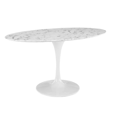 Lippa 60" Oval-Shaped Dining Table in White EEI-1135-WHI