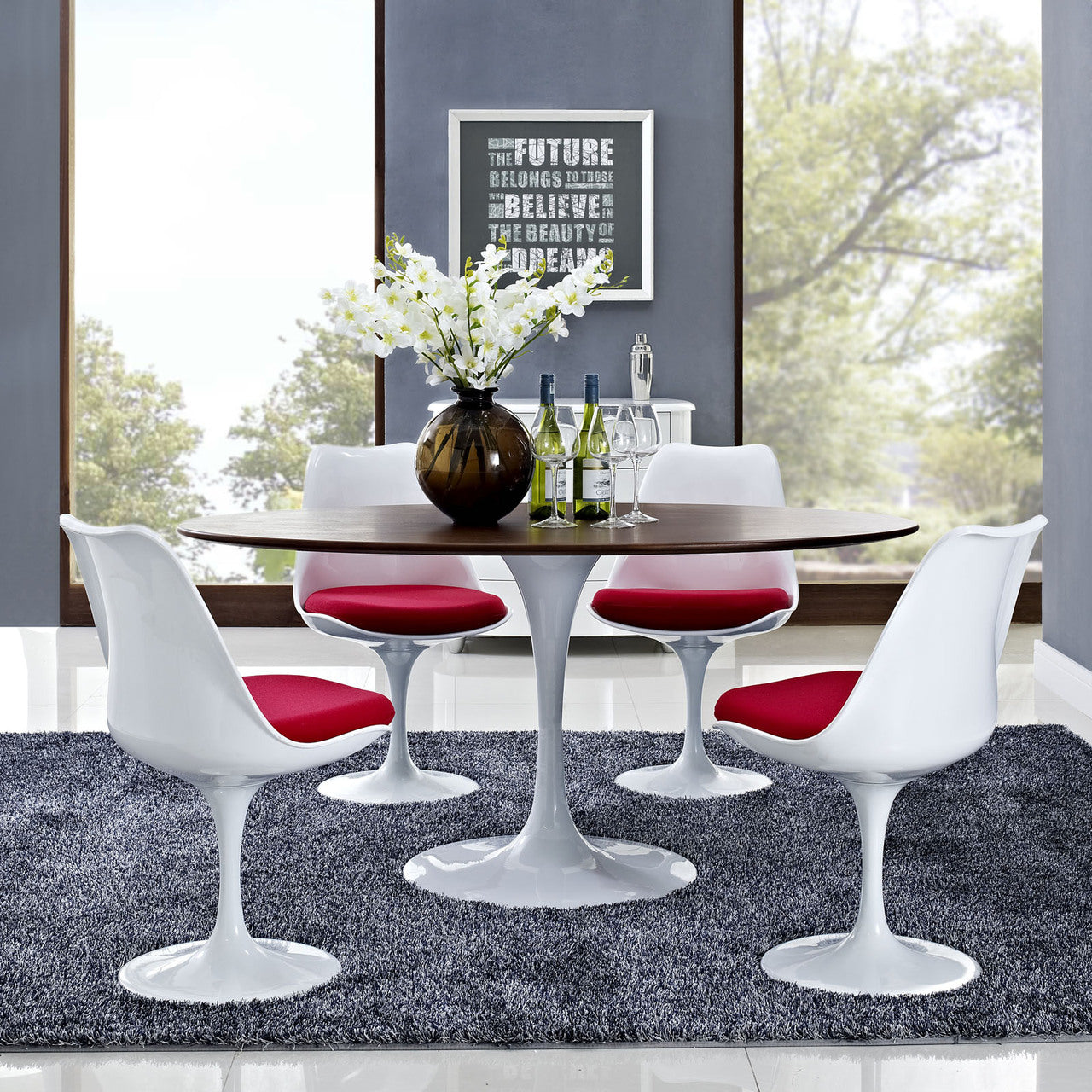 Lippa 60" Oval-Shaped Dining Table in Walnut