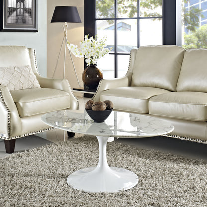 Lippa 42" Oval-Shaped Coffee Table in White EEI-1140-WHI