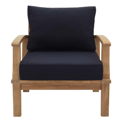 Marina Outdoor Patio Teak Armchair, Wood, Navy Blue 13223