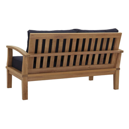 Marina Outdoor Patio Teak Loveseat, Wood, Navy Blue 13225