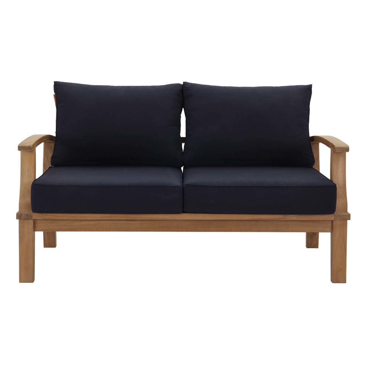 Marina Outdoor Patio Teak Loveseat, Wood, Navy Blue 13225