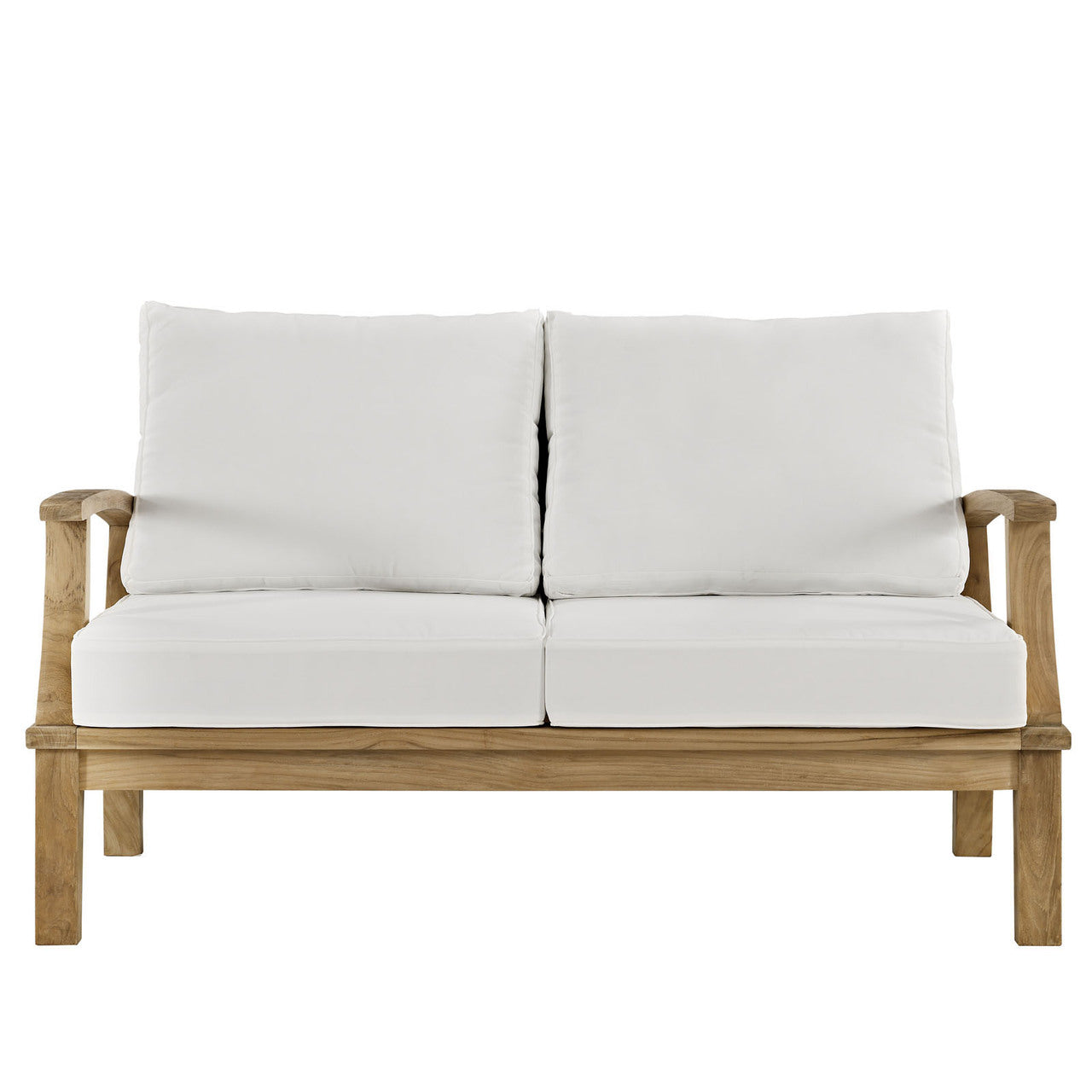 Marina Outdoor Patio Teak Loveseat, White Wood