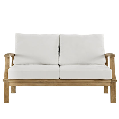 Marina Outdoor Patio Teak Loveseat, White Wood