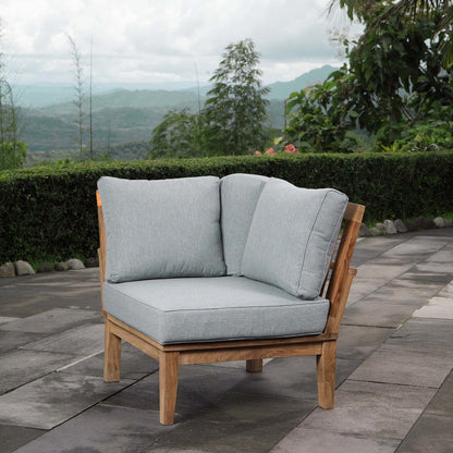 Marina Outdoor Patio Teak Corner Sofa, Wood, Grey Gray Natural 13226