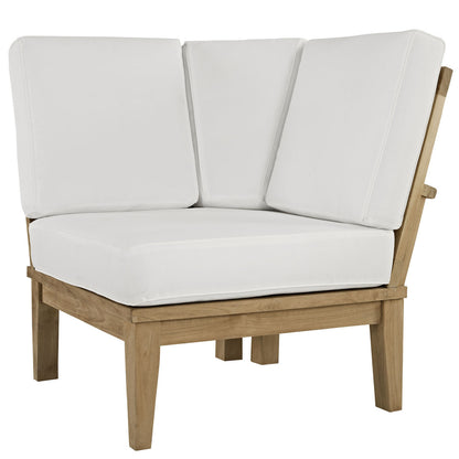 Marina Outdoor Patio Teak Corner Sofa, White Wood