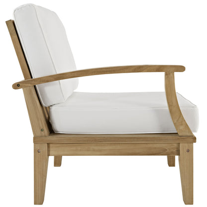 Marina Outdoor Patio Teak Right-Arm Sofa, White Wood