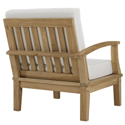 Marina Outdoor Patio Teak Right-Arm Sofa, White Wood
