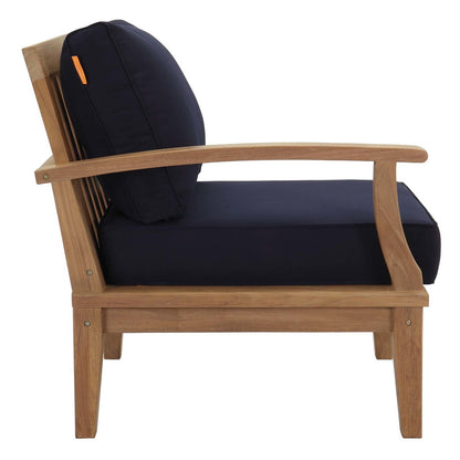 Marina Outdoor Patio Teak Right-Facing Sofa, Wood, Navy Blue 13230