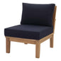 Marina Armless Outdoor Patio Teak Sofa, Wood, Navy Blue 13232