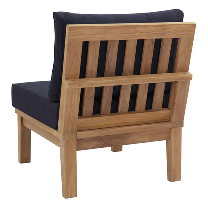 Marina Armless Outdoor Patio Teak Sofa, Wood, Navy Blue 13232