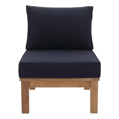 Marina Armless Outdoor Patio Teak Sofa, Wood, Navy Blue 13232