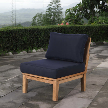 Marina Armless Outdoor Patio Teak Sofa, Wood, Navy Blue 13232