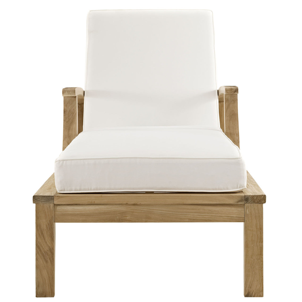 Marina Outdoor Patio Teak Single Chaise, White Wood