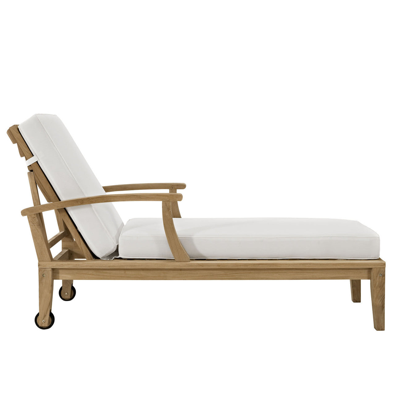 Marina Outdoor Patio Teak Single Chaise, White Wood