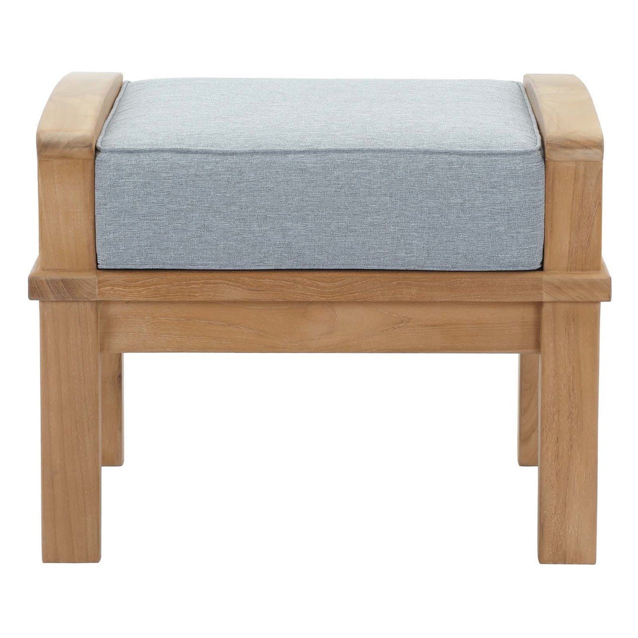 Marina Outdoor Patio Teak Ottoman, Wood, Grey Gray Natural 13234