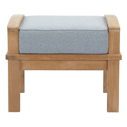 Marina Outdoor Patio Teak Ottoman, Wood, Grey Gray Natural 13234