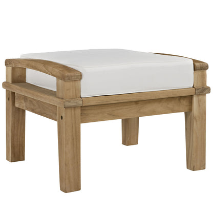 Marina Outdoor Patio Teak Ottoman, White Wood