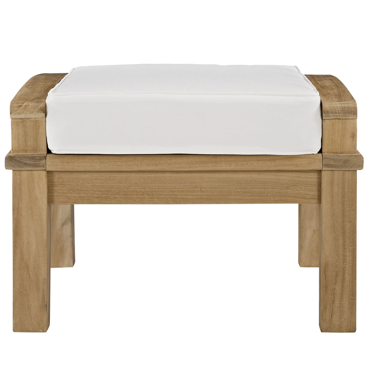 Marina Outdoor Patio Teak Ottoman, White Wood